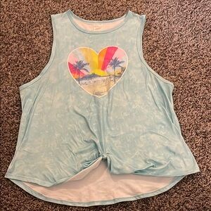 No Boundaries Light Blue Tank Top with Heart Graphic